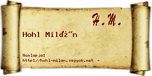 Hohl Milán névjegykártya